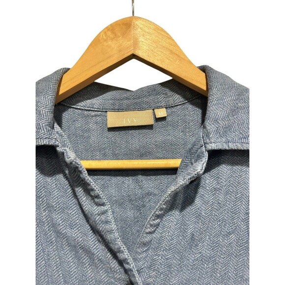 Vintage Ivy Medium Size Button Down Top Denim Pockets 90s Y2K Western Country - Picture 6 of 6